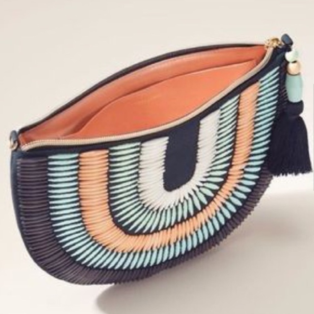 Stella & Dot | Limited Edition Navy/Teal/Peach Hand-Beaded Clutch Retired - Picture 12 of 13